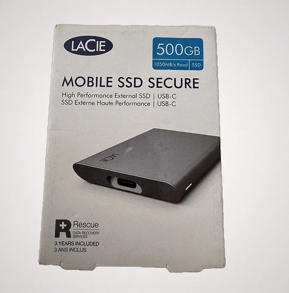 LaCie 500GB Mobile SSD Secure USB-C Drive SRD0FV5