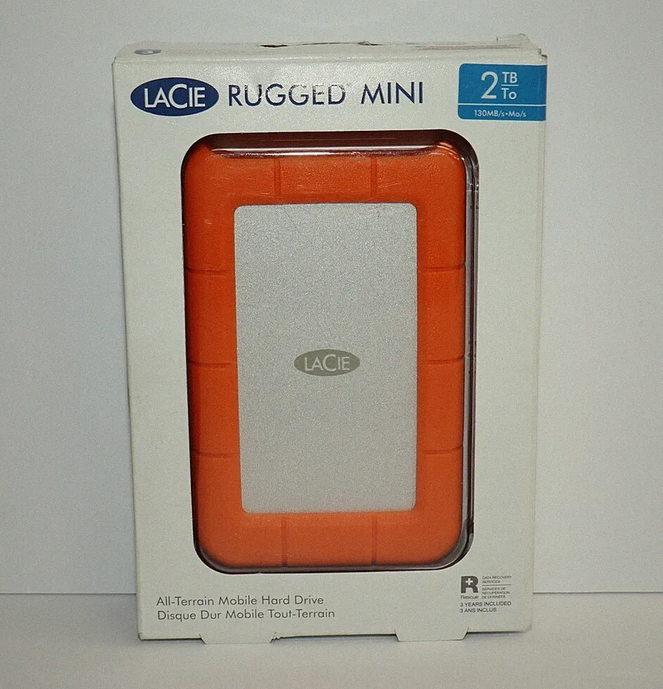 LaCie Rugged USB-C 2TB Portable External Hard Drive - Orange/Silver