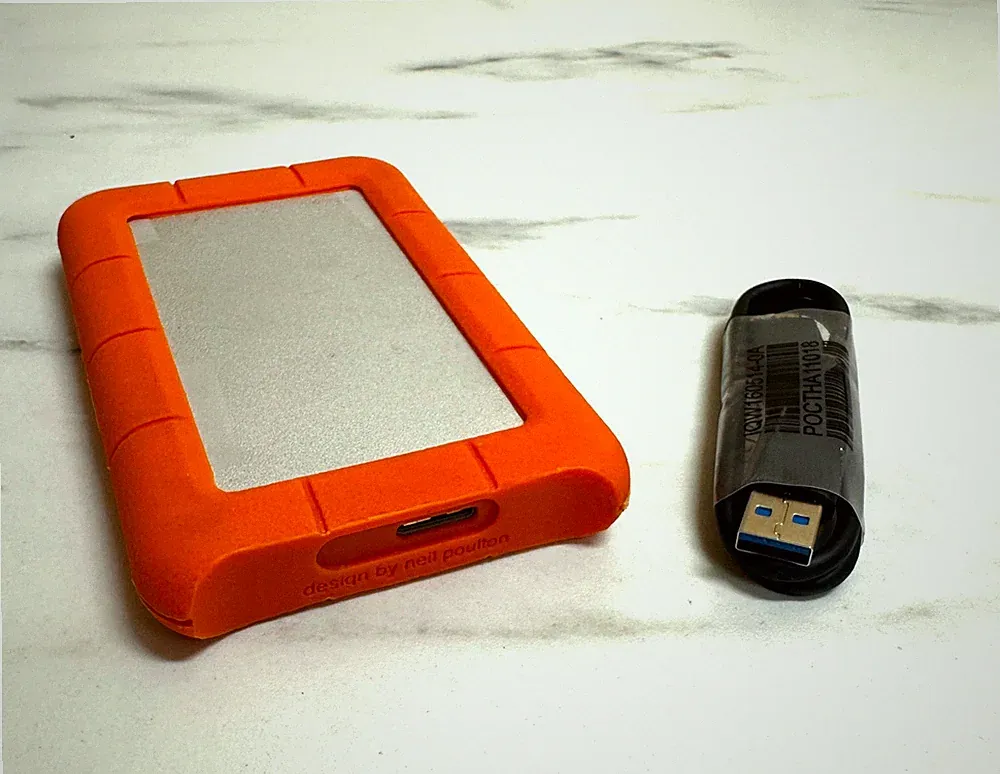 LaCie RUGU3M2 External USB-3 Enclosure and USB-3 Cable. NO Hard Drive + Case
